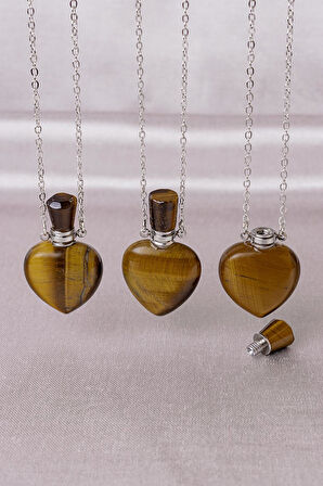 Kaplan Gözü Taşı Parfüm Şişesi Kolye