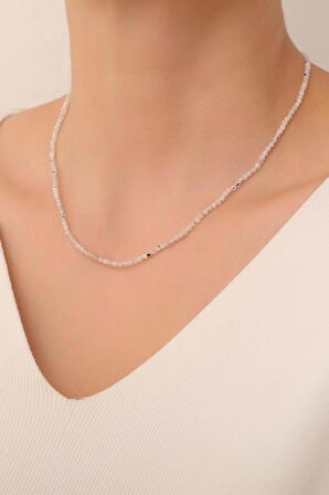 Ay Taşı Kolye ( 925 Ayar Gümüş Aparatlı )