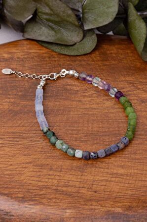 Boğa Burcu Doğal Taş Bileklik (925 Ayar Gümüş Aparatlı)