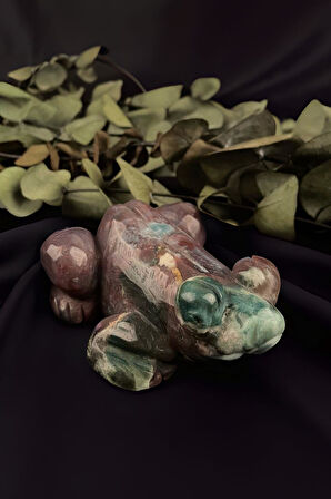 Kurbağa Şekilli Yosunlu Akik Taşı