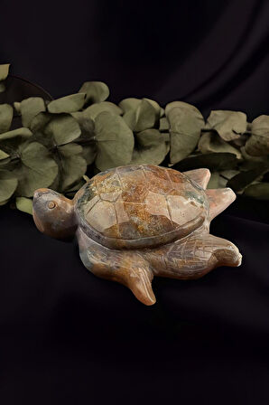 Kaplumbağa Figürlü Hint Akik Taşı