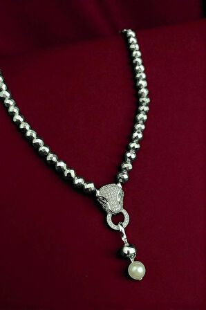 Hematit ve İnci Taşı Kolye