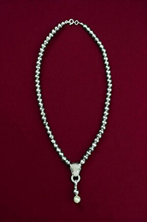 Hematit ve İnci Taşı Kolye