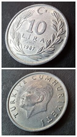 1987 Alüminyum 10 lira Çil eski madeni para - 39963662acbb606fad