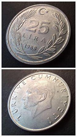 1988 alüminyum 25 lira ca/çil eski madeni para - 399636630dde2754a4