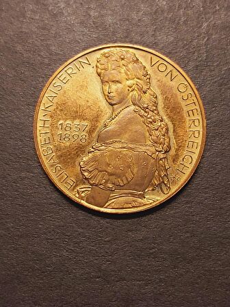 1837 - 1898 ELISABETH KAISERIN VON ÖSTERREICH HK - A900 - 11.26gr 22 ayar A900 Altın Madalya