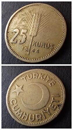 25 Kuruş 1944 çapaklı/emsalsiz/nadir ÇT/ÇÇT+ eski madeni para - 399636668a49d0b6ed