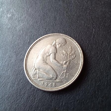 1968 Almanya 50 pfennig ÇÇT+ Darphane işareti J - 399636668bfd124f44