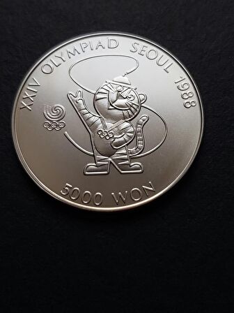 1986 Güney Kore 5000 Won 16,84 Gram Hatıra Gümüş Proof Eski Madeni Para - 399636680b6aee497a