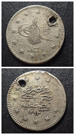 EscoinesKoleksiyon 1293/32 1907 II.Abdülhamid Delikli 1Kuruş 1,14 Gram 1907Gümüş -39963669467cc21be6