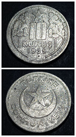 Escoines Koleksiyon (1939) 10 Kuruş ÇT+ eski madeni para 1939 - 39963669da948ec5e1