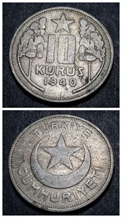 Escoines Koleksiyon 10 Kuruş 1940 ÇÇT+ eski madeni para (1940) - 39963669da9f103b02