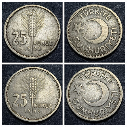 Escoines Koleksiyon 1944/1945 25 Kuruş Takım ÇÇT/ÇÇT+ eski madeni para - 3996366df11132c32d