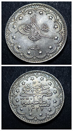 Escoines Koleksiyon 1327/4 (1912) V.Mehmed Reşad 5 Kuruş ÇİL Gümüş 6 Gram - 3996366ee02959b089