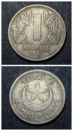 Escoines Koleksiyon 1937 ÇÇT+/CA 1Kuruş eski madeni para 39963671586d496aa6