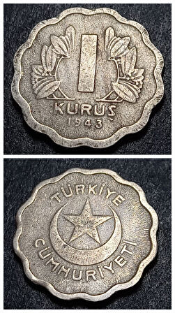 Escoines Koleksiyon 1943 Papatya 1Kurus ÇT eski madeni para 39963671ee39041935