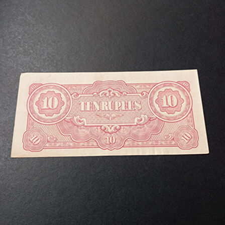 THE JAPANESE GOVERNMENT 1942/1944 Japonya işgal 10 Rupees - Burma TEN RUPEES CA eski kağıt para