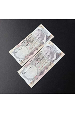 Escoines Koleksiyon 3996367e238514dc9f 6.emisyon 5türk lirası seri takipli 00015-00016 ÇİL eski para