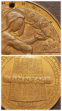 1971 SONNTAGE - MÜNZE WIEN - JAHRESREGENT MOND - Hans Köttenstorfer - Avusturya Ay Takvimi Serisi