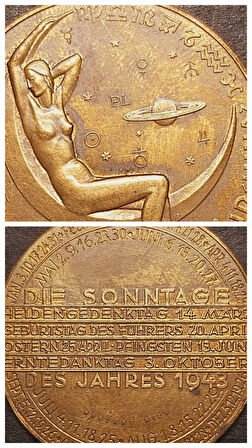 DES JAHRES 1943 DIE SONNTAGE MUNZAMT WIEN - JAHRESREGENT MOND LUNA WELZ Avusturya Ay Takvimi Serisi
