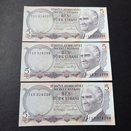 Escoines Koleksiyon 3996367e87a0bc5f78 ÇİL 6.Emisyon 2.Tertip I15 5 Türk Lira Seri takipli ÇİL para