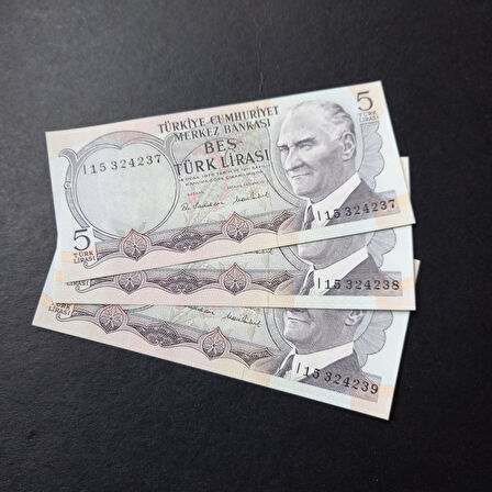 Escoines Koleksiyon 3996367e87a0bc5f78 ÇİL 6.Emisyon 2.Tertip I15 5 Türk Lira Seri takipli ÇİL para