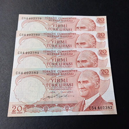 Escoines Koleksiyon 3996367e87c5bc8522 6. Emisyon 20 Türk lirası Seri takipli CA eski kağıt para
