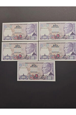Escoines Koleksiyon 3996367e8895490fcd Mor Binlik 7. emisyon kağıt para 1000 lira seri takipli ÇİL
