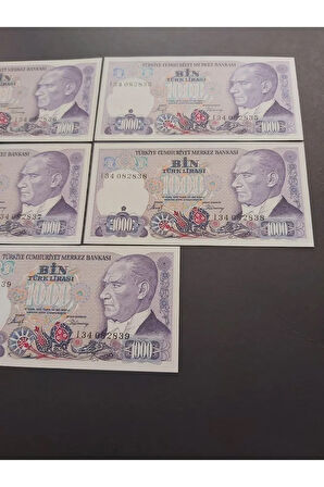 Escoines Koleksiyon 3996367e8895490fcd Mor Binlik 7. emisyon kağıt para 1000 lira seri takipli ÇİL
