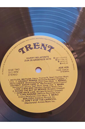 Escoines Koleksiyon 3996367eb0b9300b98 Harry Belafonte – Zijn 20 Grootste Hits vinyl 33lük plak