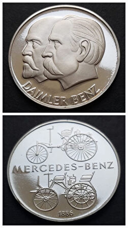 Escoines Koleksiyon 1886 Daimler-Benz 25 Gram Gümüş (999) Mercedes-Benz 100. Yılı Hatıra Madalyon
