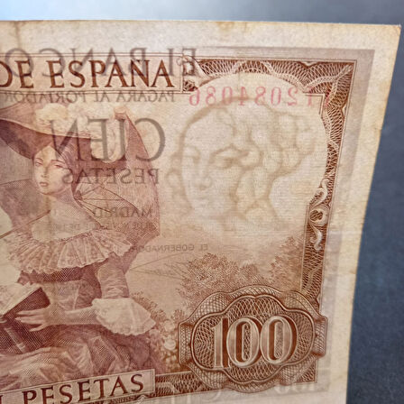 Escoines Koleksiyon 3996367f249cfa015d 1965 ispanya 100 pesetas ÇÇT eski yabancı kağıt para