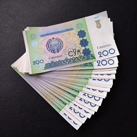 Escoines Koleksiyon 3996367f6281691002 1997 özbekistan 200som ÇİL 100Adet yabancı Deste kağıt para