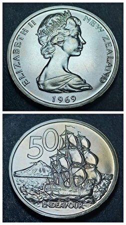 Escoines Koleksiyon 3996367f90a3046d5e 50cent PROOF 1969 Yeni Zelanda eski yabancı madeni para