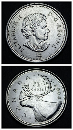 Escoines Koleksiyon 3996367fb95d54eba6 2008 Kanada 25Cent ÇİL Eski Madeni Para
