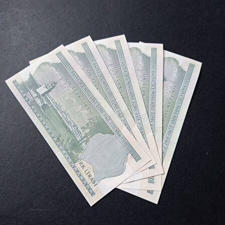 Escoines Koleksiyon 399636800de726856d 6.Emisyon 2.Tertip 10Lira 5Adet takipli ÇİL eski kağıt para