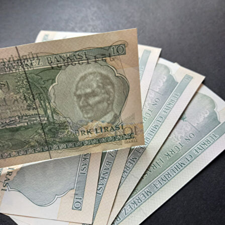 Escoines Koleksiyon 399636800de726856d 6.Emisyon 2.Tertip 10Lira 5Adet takipli ÇİL eski kağıt para