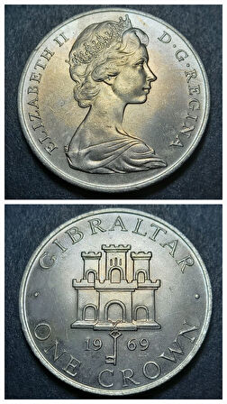 Escoines Koleksiyon 39963680162461081a 1969 1 Kron Cebelitarık ÇİL eski yabancı madeni para
