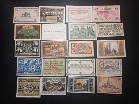 Escoines Koleksiyon 399636802601856cc3 Almanya 20'Li Notgeld lot Ehalet Acil Durum Paraları