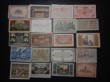 Escoines Koleksiyon 399636802601856cc3 Almanya 20'Li Notgeld lot Ehalet Acil Durum Paraları