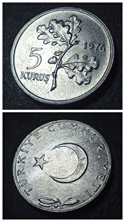 Escoines Koleksiyon 399636802a8b1ada40 1976 Alüminyum 5kuruş ÇİL eski madeni para