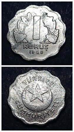 Escoines Koleksiyon 39963680b655479036 1Kuruş 1940 - Nadir (R) ÇÇT+ eski madeni para