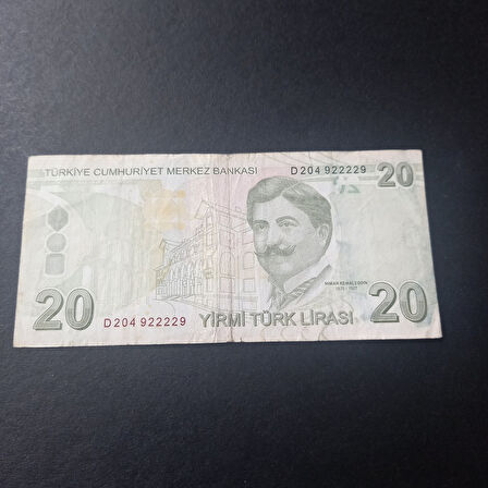 Escoines Koleksiyon 39963680c0f3f66b88 9.Emisyon 20Türk Lirası Güzel Numara D204 922229