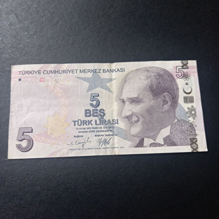 Escoines Koleksiyon 39963680c0f48b0e5f 9.Emisyon 5Türk Lirası Güzel Numara F177 757575