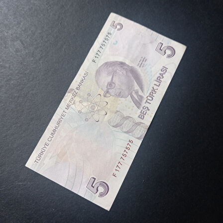 Escoines Koleksiyon 39963680c0f48b0e5f 9.Emisyon 5Türk Lirası Güzel Numara F177 757575