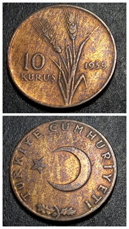 Escoines Koleksiyon 39963680e6d6f57cfd 1959 10Kuruş Nadir azçıkar ÇT+ eski madeni para