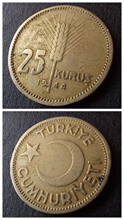 Escoines Koleksiyon 39963680e9afecba80 1944 25Kuruş çapaklı/emsalsiz/nadir ÇT/ÇÇT+ eski madeni para