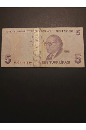 Escoines Koleksiyon 39963680eafe2be3b4 5TL güzel numara B204 ÇT+ TC kağıt para