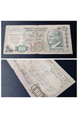Escoines Koleksiyon 39963680eb1642a7f5 6. Emisyon 100 Lira Haliyle Yazılı (EFEMERA) Eski Kağıt Para