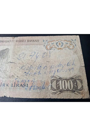 Escoines Koleksiyon 39963680eb1642a7f5 6. Emisyon 100 Lira Haliyle Yazılı (EFEMERA) Eski Kağıt Para